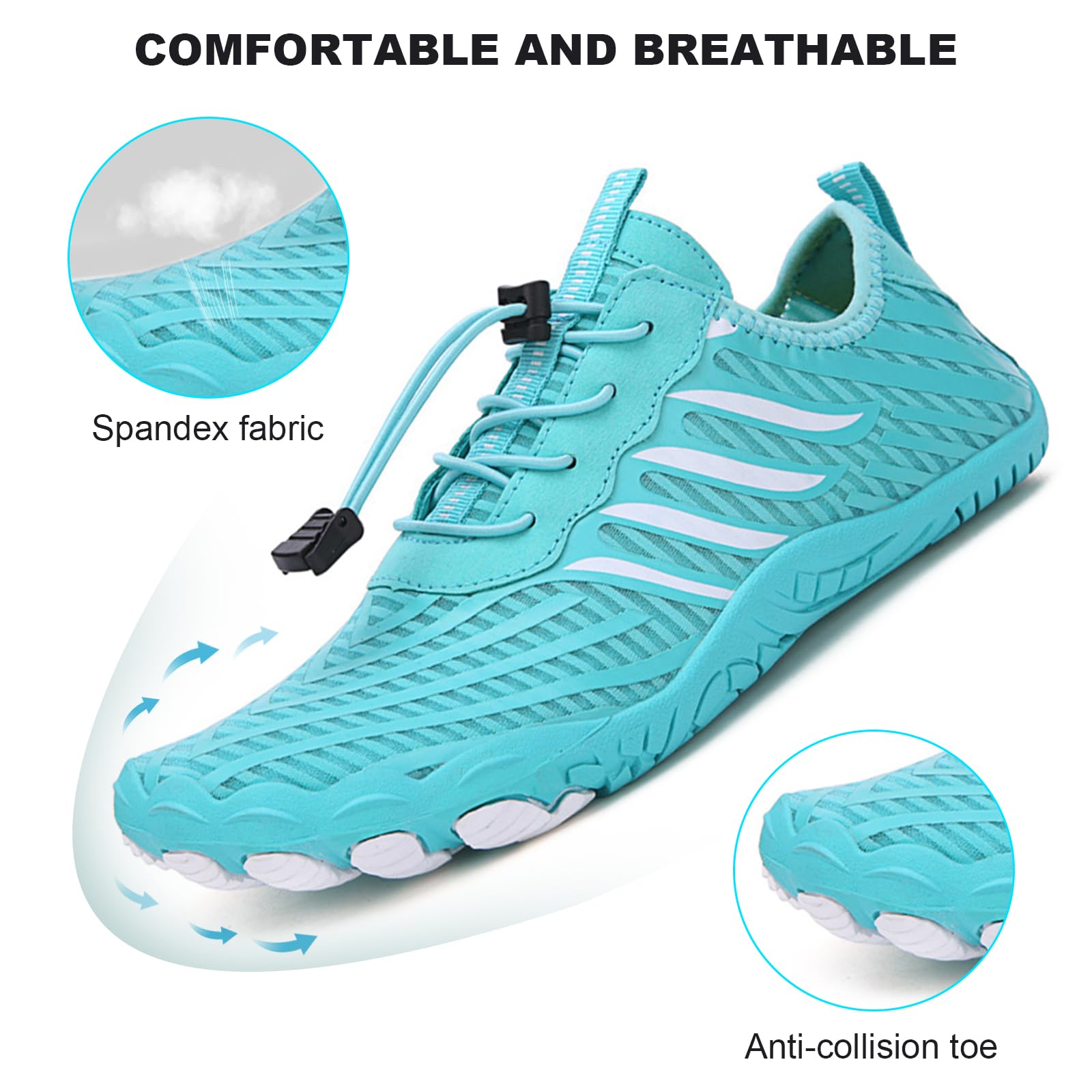 HiGropcore Water Shoes Men Women, Barefoot Wide Toe Box Beach Shoes, Quick Dry Breathable Swim Aqua Socks with Drainage