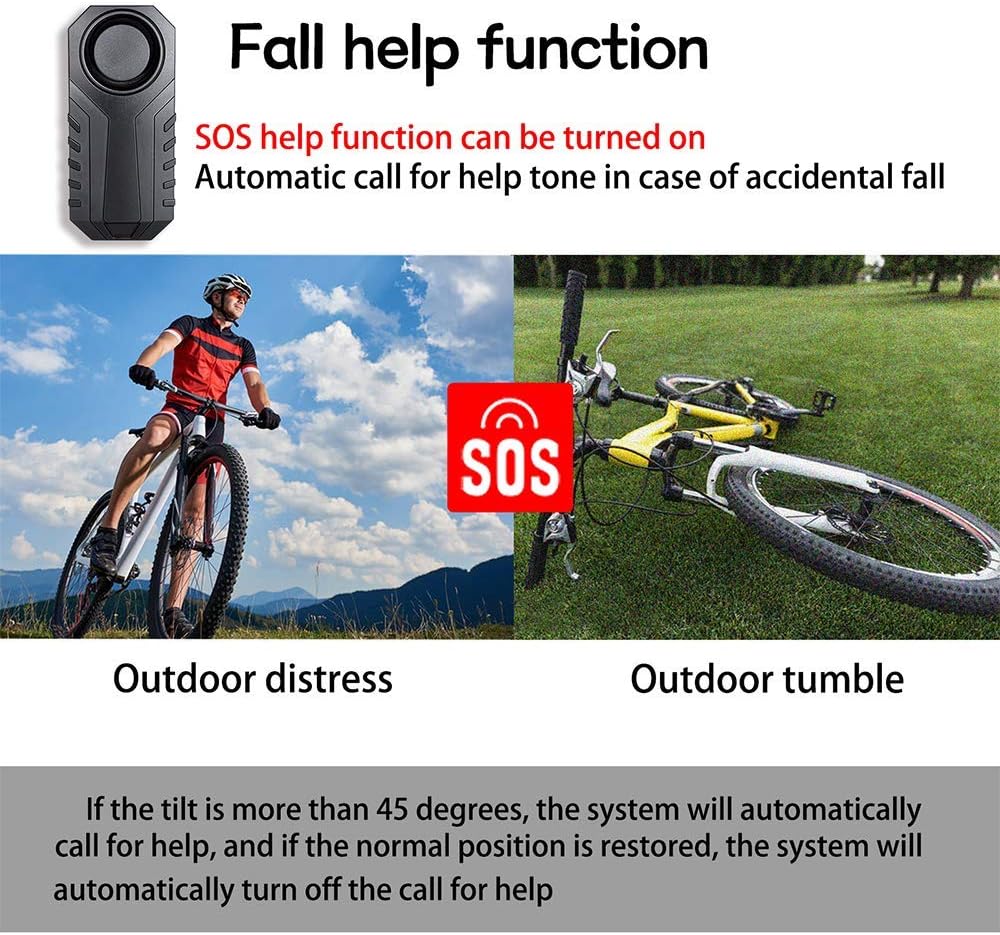 NineLeaf bike alarm SOS fall detection feature