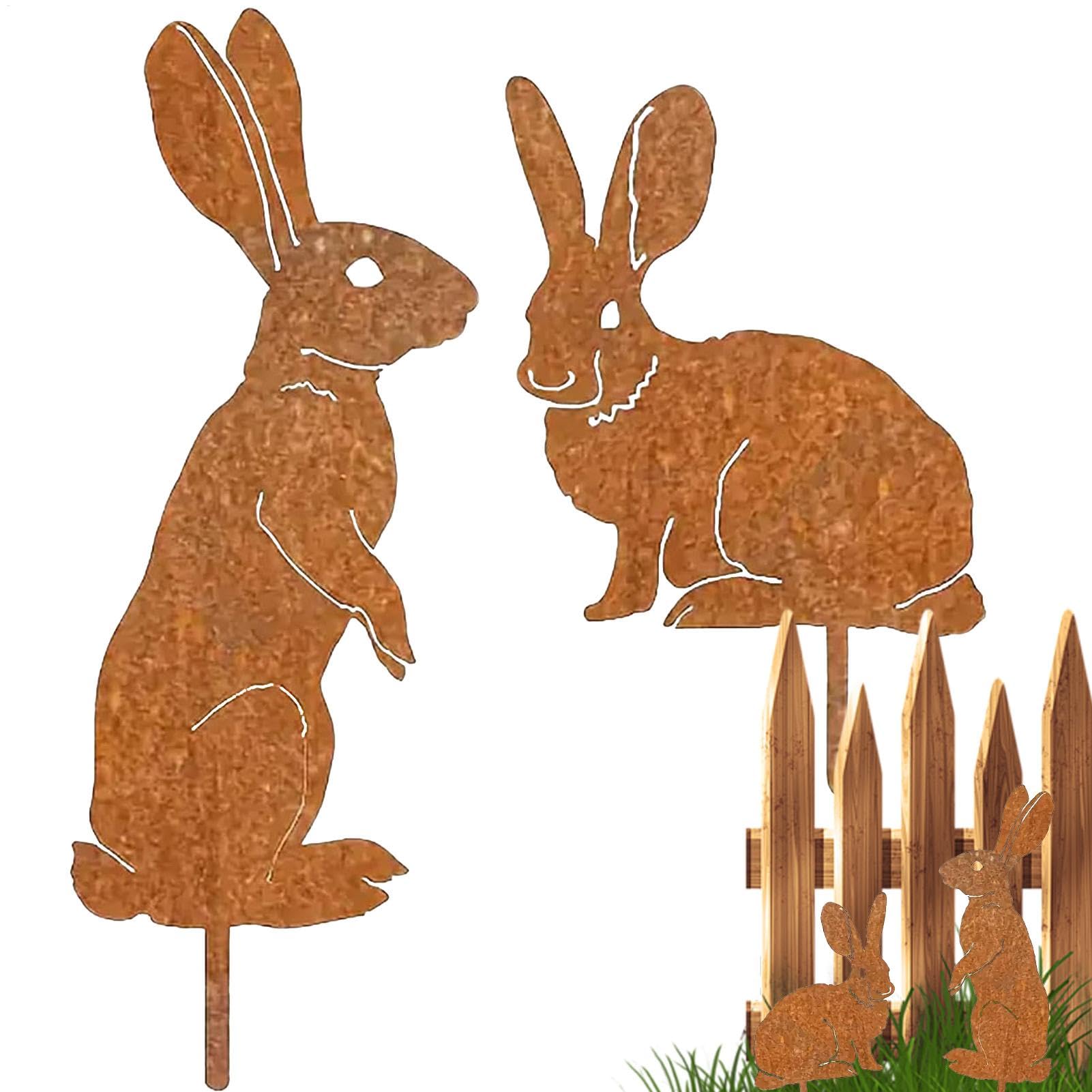 Silhouettes de lapin en fer : design élégant et épuré pour aménagement extérieur