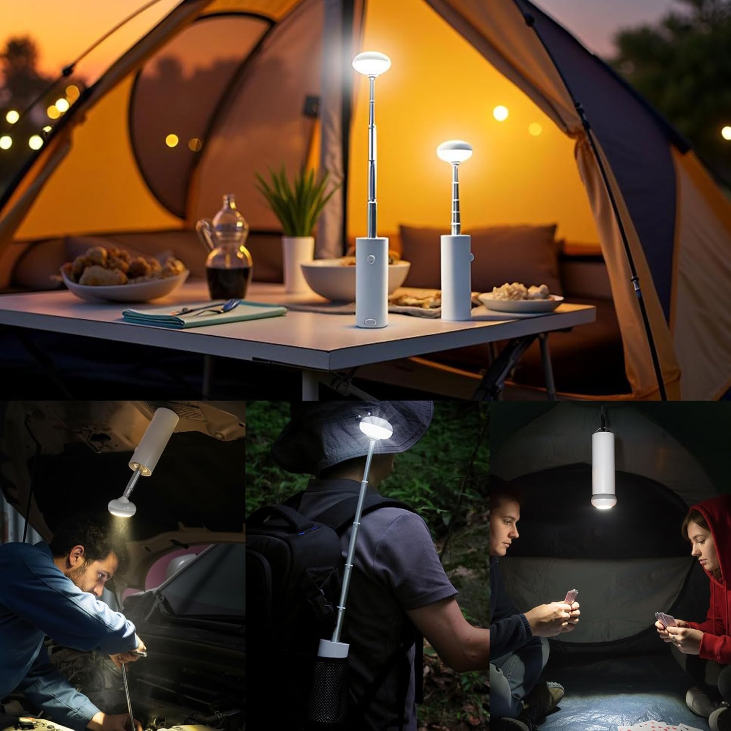 Telescopic Camping Lights,USB Collapsible Magnetic Camping Lantern,Dimmable Powered Portable Camping Light,Multi-Mode Lighting Waterproof Flashlights,Outdoor Work Lights for Hiking,Emergency,Home