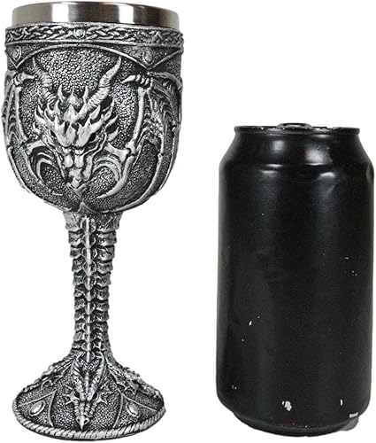 Miniatura 6 de Ebros - Figura medieval de fantasía, Ridley, dragón de fuego abrasador, copa de vino, bebida, cáliz, como medieval renacentista, fantasía,