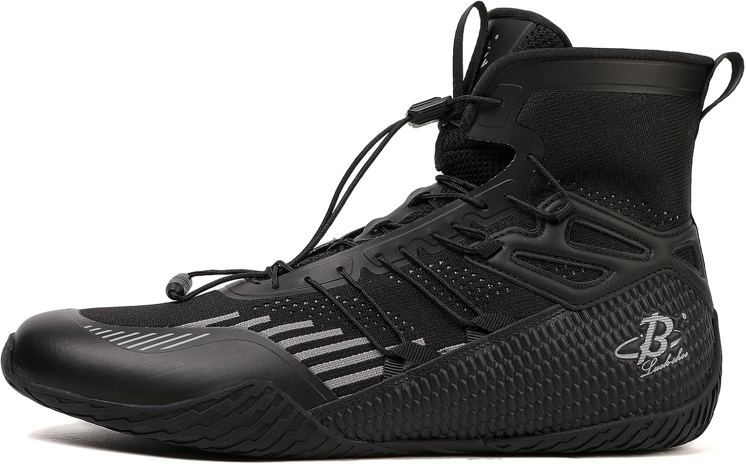 Men’s Boxing Shoes Lightweight High-Top Training Shoes with Drawstring – Supportive Gym Footwear for Fighters LS508