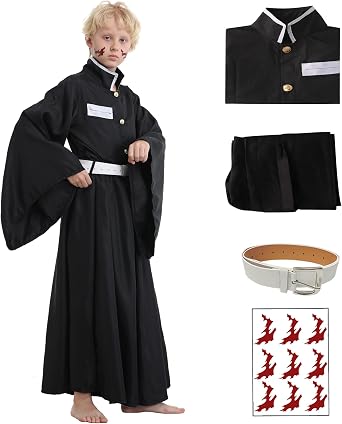 Men Muichirou Costume Halloween Kimono Cosplay Uniform Adult Dress up Outfits Costume Full Set with Tattoo Sticker