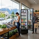 BODEGACOOLER Réfrigérateur de marchand,9 Cu.Ft Commercial Boissons Refroidisseur avec une seule porte en verre, affichage de porte droite Réfrigérateur boisson Commercial Bar Refroidissement avec 4 Tablettes réglables