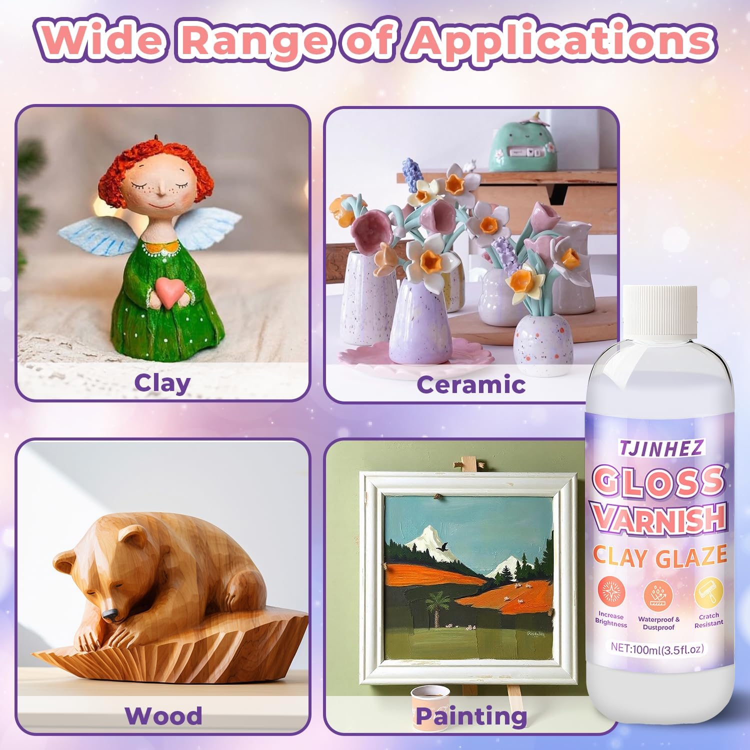 100ml Air Dry Clay Glaze and 29pcs Clay Tools Kit - Waterproof Scratch-Resistant Gloss Varnish Protects from Wear/Cracking, Pottery Tools for Stippling, Carving, Molding & Shaping Clay Crafts - Image 9