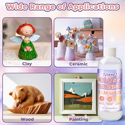 Miniatura 7 de Esmalte de arcilla Air Dry y barniz de arcilla polimérica  Sellador de arcilla brillante de 7 onzas, impermeable y resistente a los arañazos para