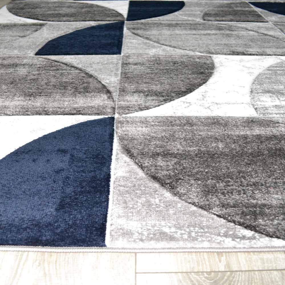 New Hand Carved Dark Navy Blue Grey Small Extra Large Size Living Room Bedroom House Rugs Cheap, Navy Leaf, 120cm x 170cm - Image 2