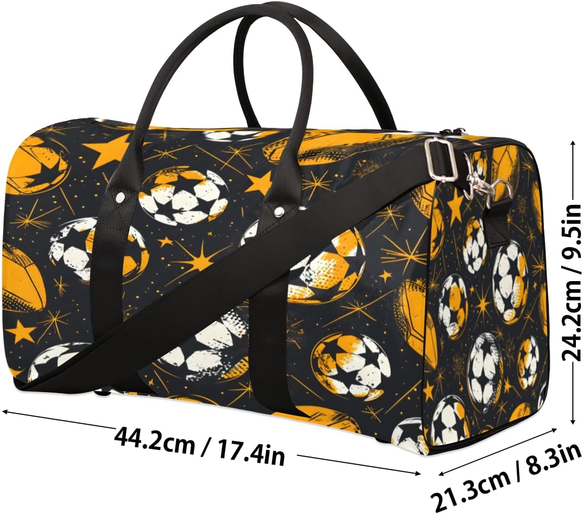 Stars Football Rugby Travel Duffel Bag for Women Men Large Capacity Overnight Weekender Bags for Lightweight Waterproof Sport Gym Bag for Workout Yoga Swim