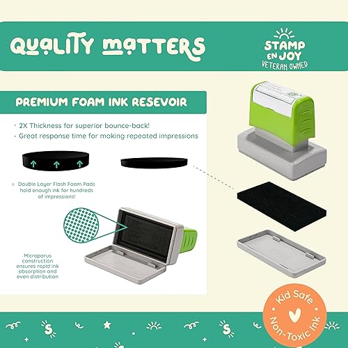 Miniatura 6 de Stamp Enjoy - Juego de 2 sellos flash de tinta automática, sellos multicolor para profesores, sellos de clasificación de casilla de verificación,