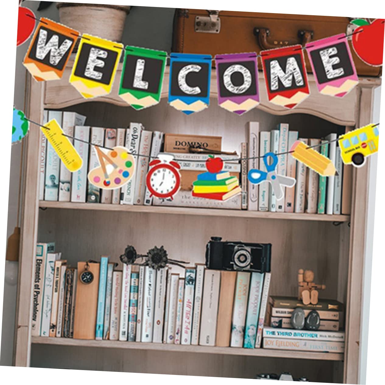 PRETYZOOM 20 Pz tirare la bandiera del fiore bandiera striscione di bentornato scuola home decor decorazione casa decorazioni di bentornato striscione di benvenuto in classe Carta