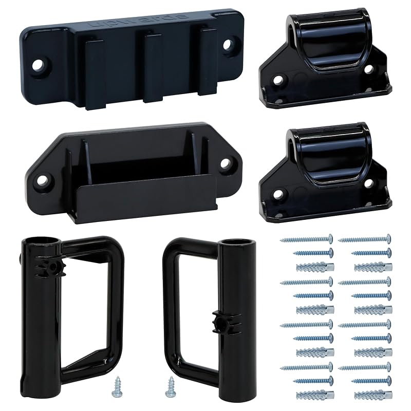 Kit de peças de reposição para portão retrátil KISKIZ com suportes e travas para montagem na parede, A-25, Preto