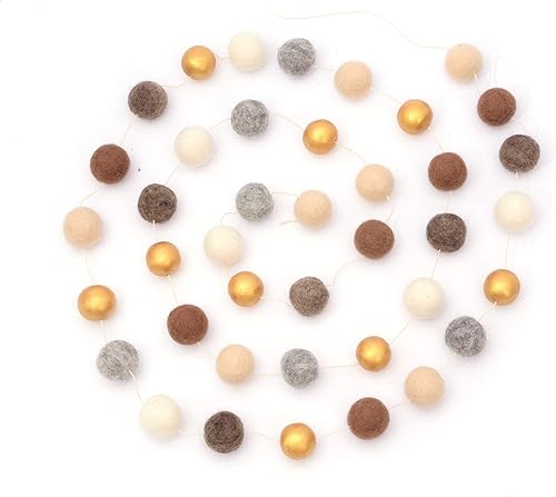 Glaciart One Guirnalda de bolas de fieltro para decoración navideña (2 piezas) Decoración para Navidad, cumpleaños, fiestas de boda Cuerda