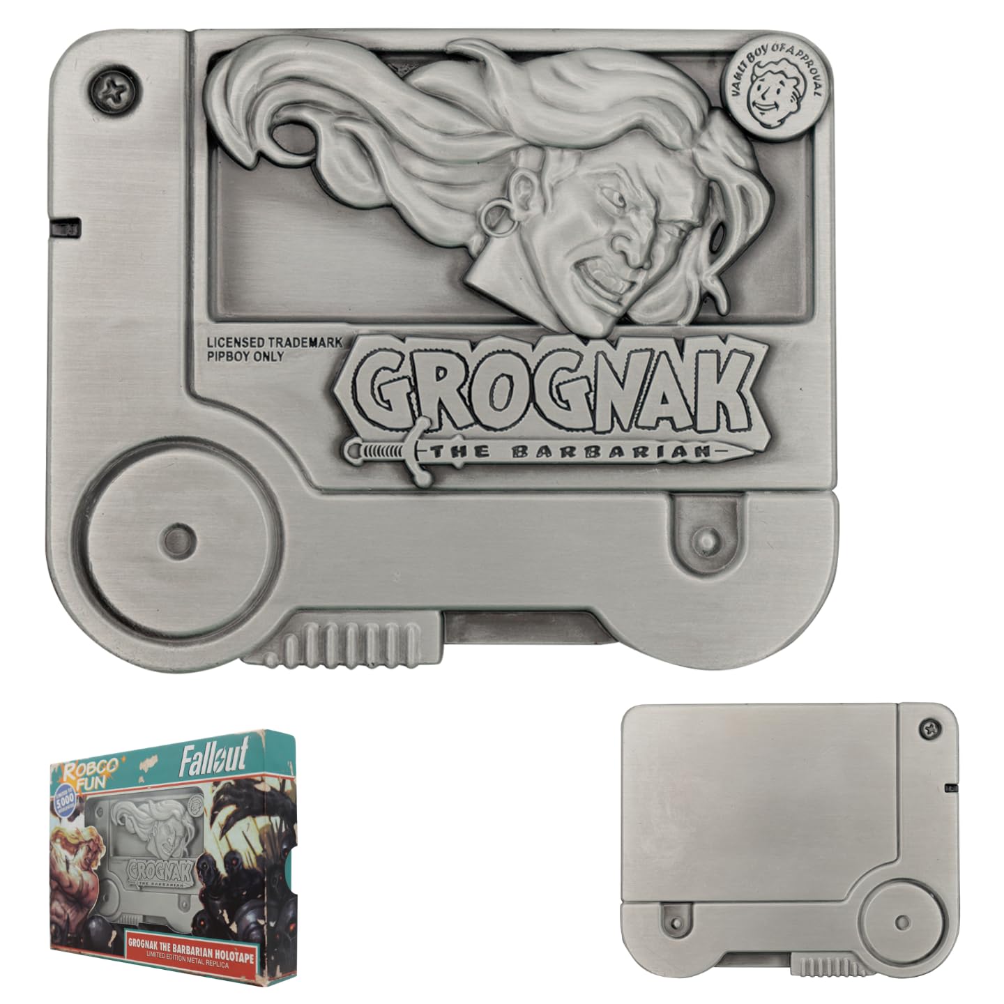 Fanattik Metallic Fallout Grognak The Barbarian Holotape Metal Replica – Limited Edition Numbered Collectible With Stand