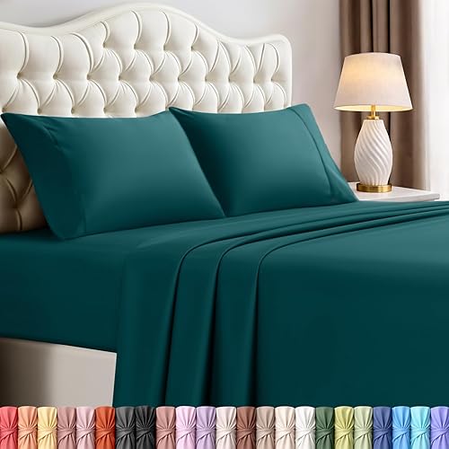 Utopia Bedding Queen Size Sheet Set – 4 Piece Bed Sheets, Soft and Breathable Microfiber, Includes 1 Fitted Sheet, 1 Flat Sheet and 2 Pillowcases – Oeko Tex (Teal Green)