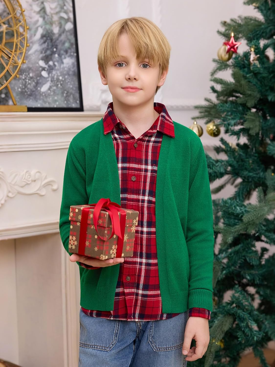 Haloumoning Boys School Uniform Cardigan Sweater Kids Knit Open Front Long Sleeve Outerwear 5-14 Years - Image 3