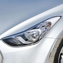 Headlight Bezel Trim Set, Compatible with 2011-2016 Hyundai Elantra 4-Door, ABS Chrome Headlights Trim Bezel Cover Surround Rim Front Headlamp Cover Assembly Exterior Pair