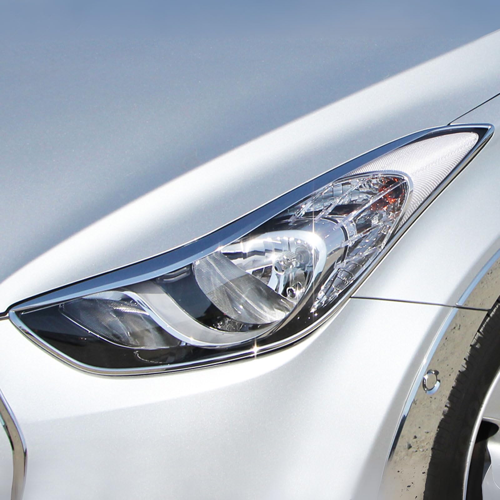 IKON MOTORSPORTS, Headlight Bezel Compatible with 2011-2016 Hyundai Elantra 4-Door, Chrome ABS Head Lamps Cover Frames Exterior Accessories, 1 Pair