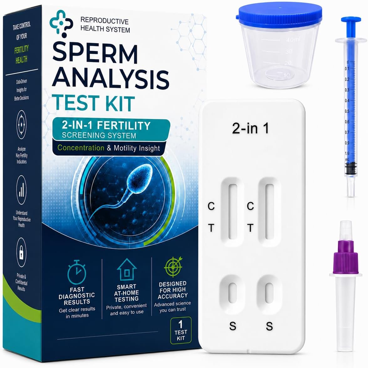 2-in-1 At-Home Semen Analysis Kit, for Personal Wellness Tracking