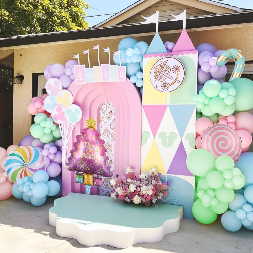 Candyland Balloon Garland Arch Kit, 167Pcs Pastel Rainbow Balloon Candy Cane Lollipop Tree Foil Balloons for Candy Theme Sweet One Birthday Candyland Supplies Baby Shower Party Decorations - Image 7