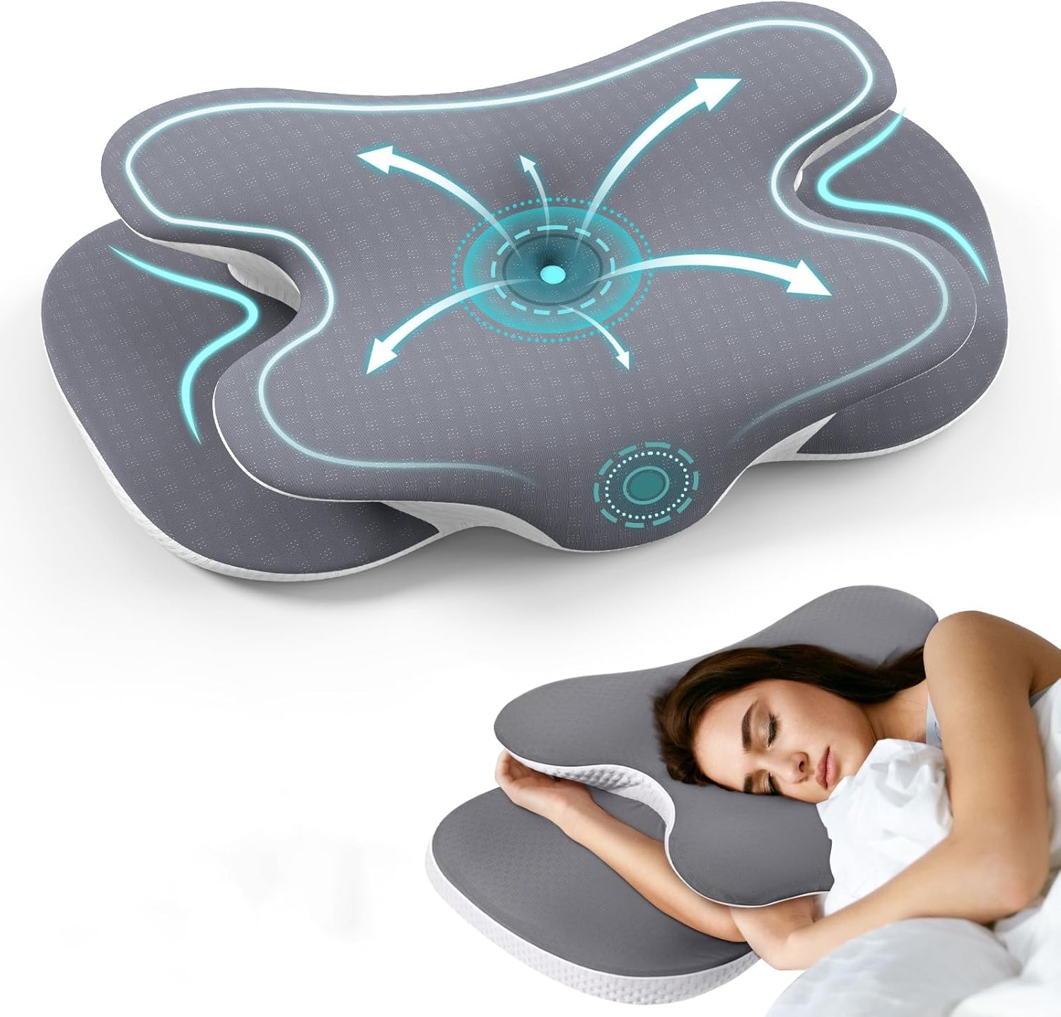 A-Pce Cervical Neck Pillow for Neck and Shoulder, Odorless Memory Foam Pillow with Soft Silk Cover, Ergonomic Orthopedic Neck Support Pillow