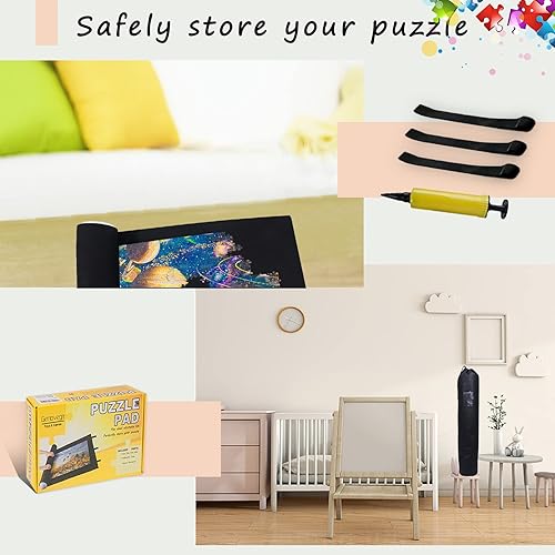 Miniatura 6 de Tapete enrollable, tablero de rompecabezas para 2000, 1500, 1000, 500 piezas, accesorios de almacenamiento para guardar la mesa, soporte portátil,