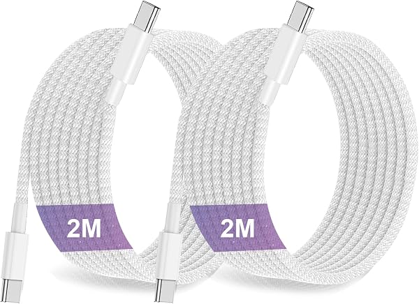 Cavo di ricarica per iPad, 60 W, da USB C a C, grigio, intrecciato, 2 m, per iPad di 10a generazione, extra lungo e veloce da tipo C a C, per Apple iPhone 16 15/ Pro Max/Plus MacBook Pro, iPad mini 6