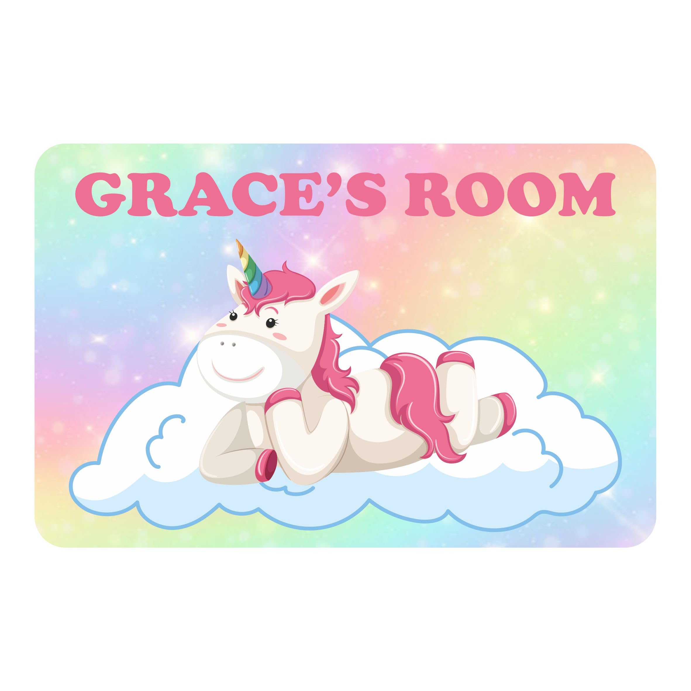 Precision Designs Girls Multicoloured Unicorn Lay On A Cloud Kids Bedroom Door Sign Personalised For You - Any Name! Door Plaque,/Boys,Nursery,Decor,Kids Room,Animals