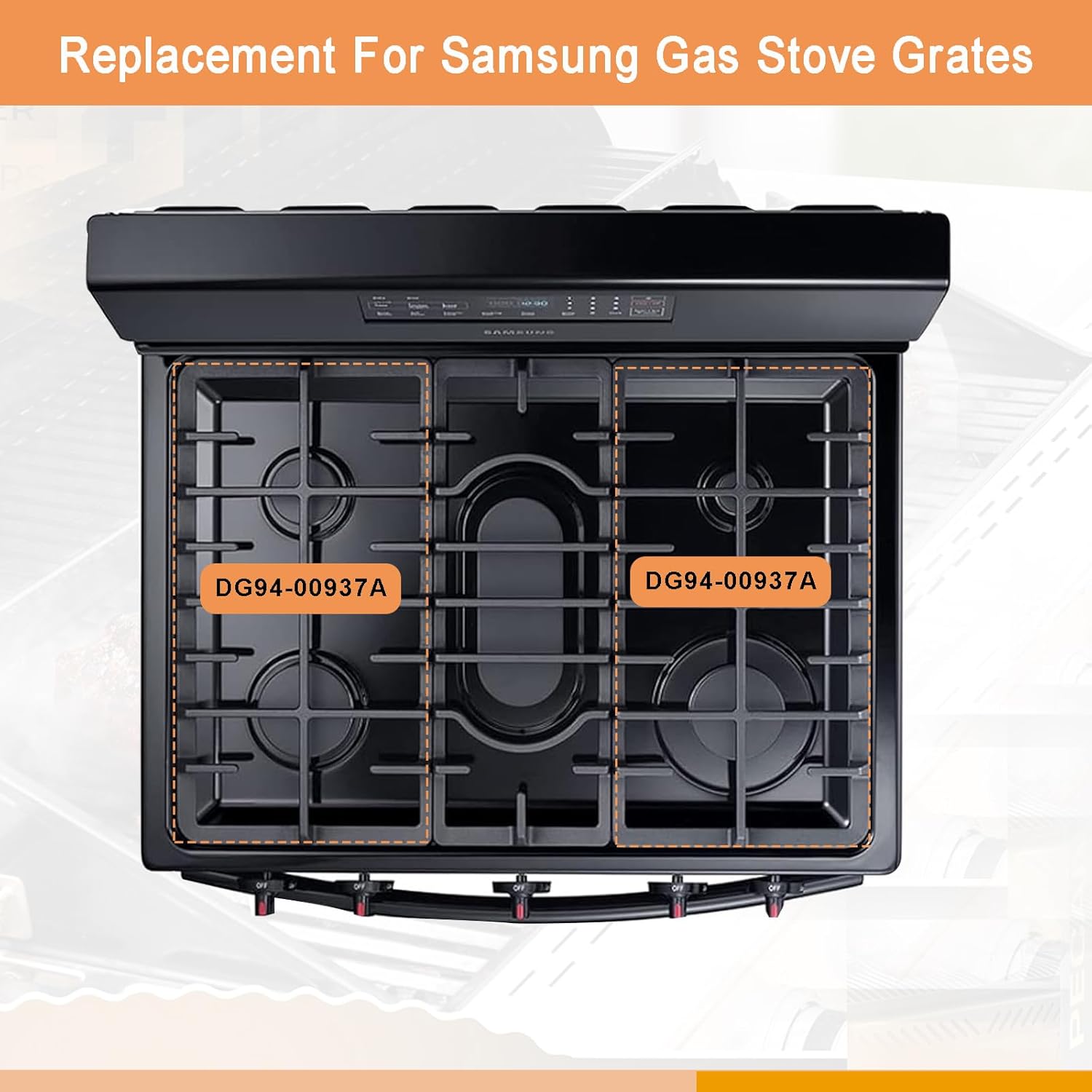 DG94-00937A DG94-00468B Cast Iron Side Grate Replacement for Samsung Stove Parts NX58H5600SS NX58H9500WS Samsung Gas Range Parts Surface Burner Grate 1 Pack
