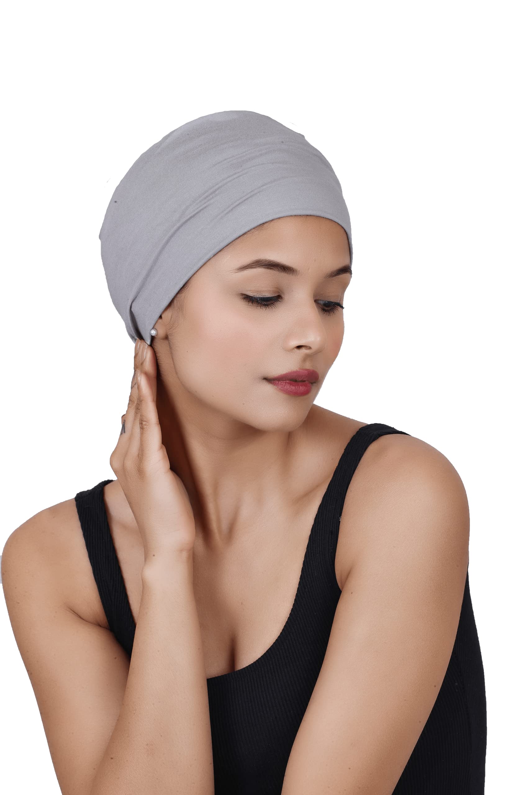 The Headscarves Women Silky Soft Bamboo Viscose Sleep Cap for Hair Loss Chemo Headwear Skull Cap Free Size (Multicolor) 1