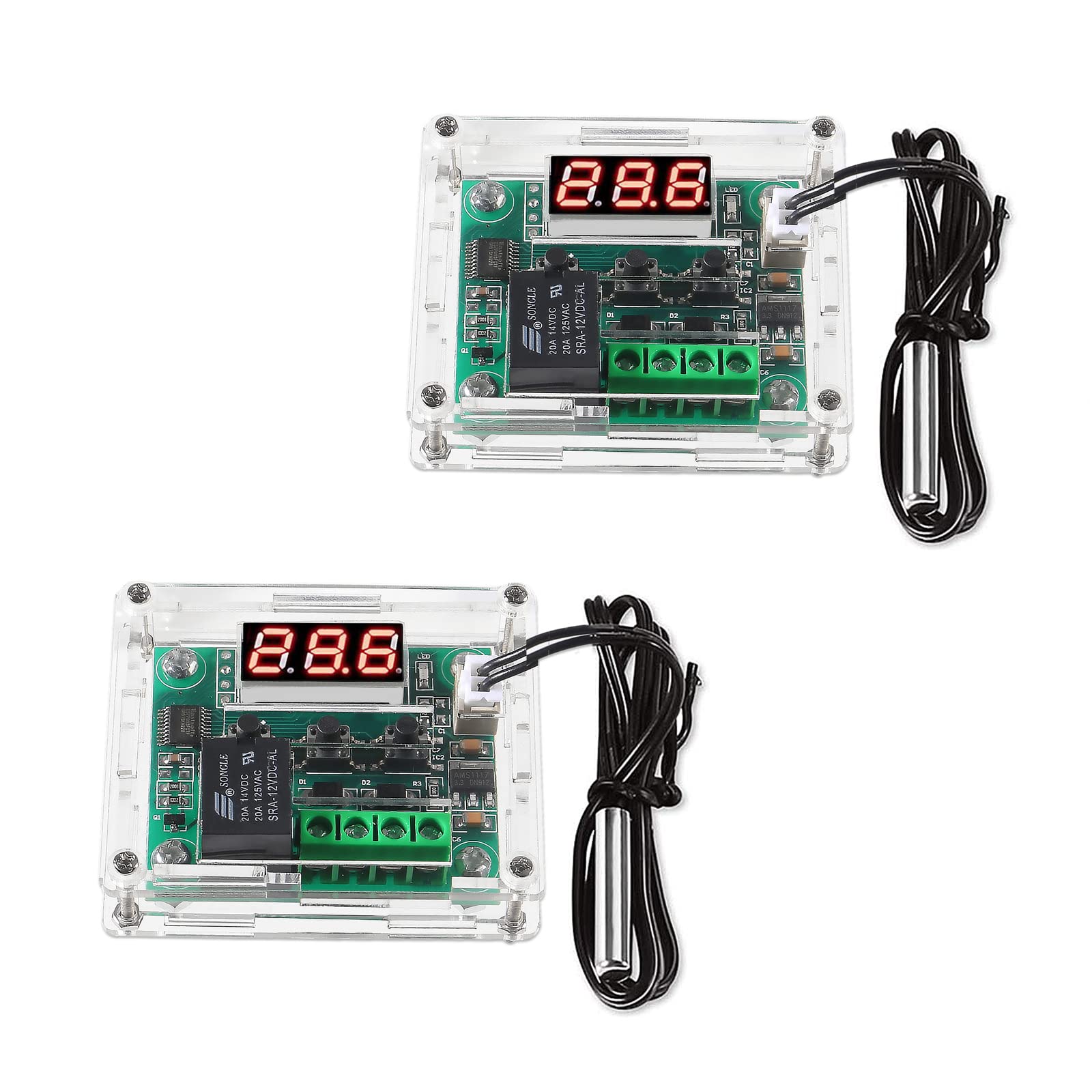 2pcs W1209 Temperature Controller Module DC12V Digital Display Thermostat with