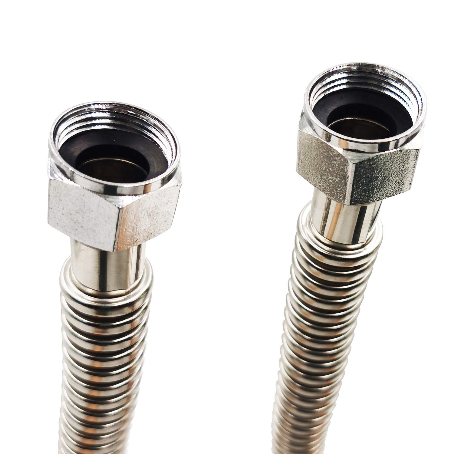Edelstahl-Wellschlauch-Verbinder 18x1 FIP – 2er Pack, Für Wassererhitzer & Enthärter