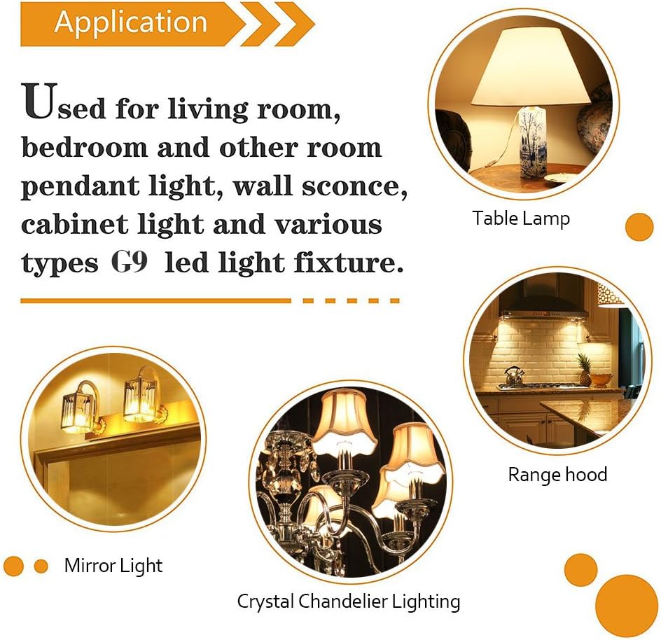 G9 Led Bulb, 8W G9 Led Bulb Dimmable, Bi Pin Base(Led Bulb G9 Base), Warm White 3000k, 100W Equivalent Crystal Chandelier, G9 Led Light Fixture Used for Wall Sconce Cabinet Light. 4 Pack
