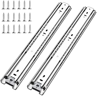 VIVEGO 1 Pair 34 Inch 100 Lb Capacity Heavy Duty Drawer Slides(with Stainless Screws),Side Mount Undermount Full Extension 3 Fold Ball Bearing Stainless Steel Furniture Hardware Drawer Rails