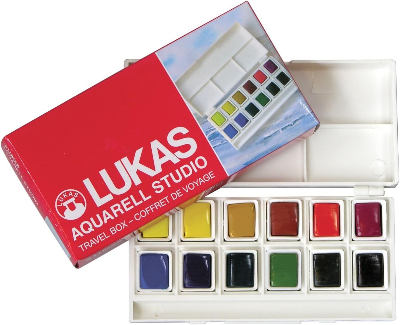 Lukas Box of 12 Fine Watercolours in a Case