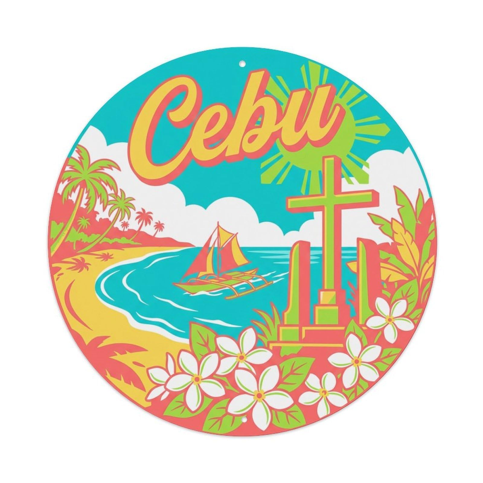 Travel Vintage Philippines Cebu Metal Tin Sign