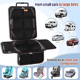 Bacgnyer Car Seat Protector, 2 Pack of Seat Protectors, Thickest Padded 600D Fabric Padding, Waterproof, Durable, Anti Slip Backing, Child Seat Protection, Suitable for Babies, Toddlers, Children