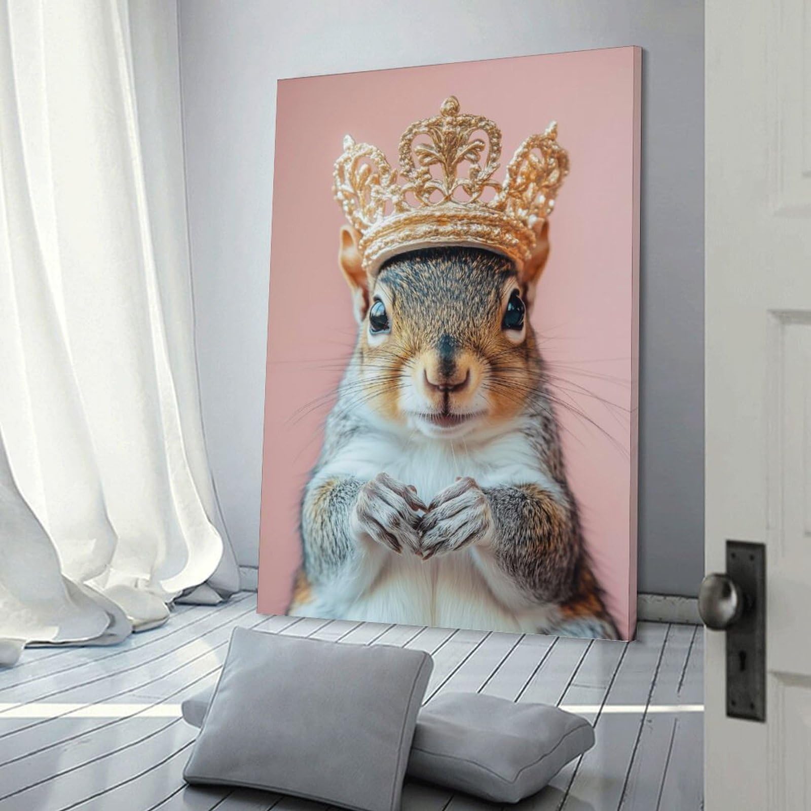 Junmoney Squirrel King Decorative Wall Artwork, 12x18inch(30x45cm), for Corridors, Hallways Or Apartment Entries, Home Artwork for First Impressions
