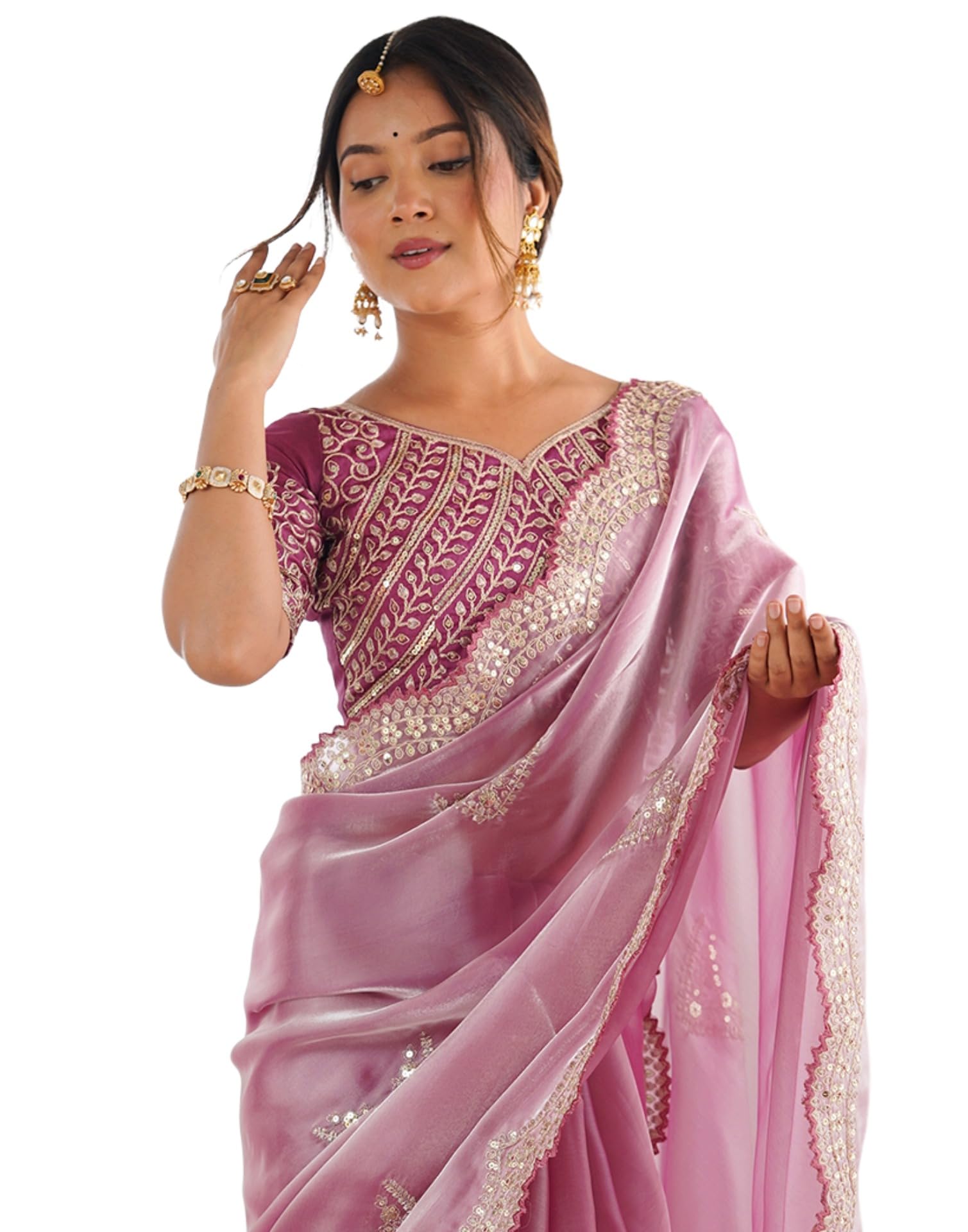 SIRIL Women's Tissue Soft Silk Embroidered Saree With Unstitched Blouse Price In India