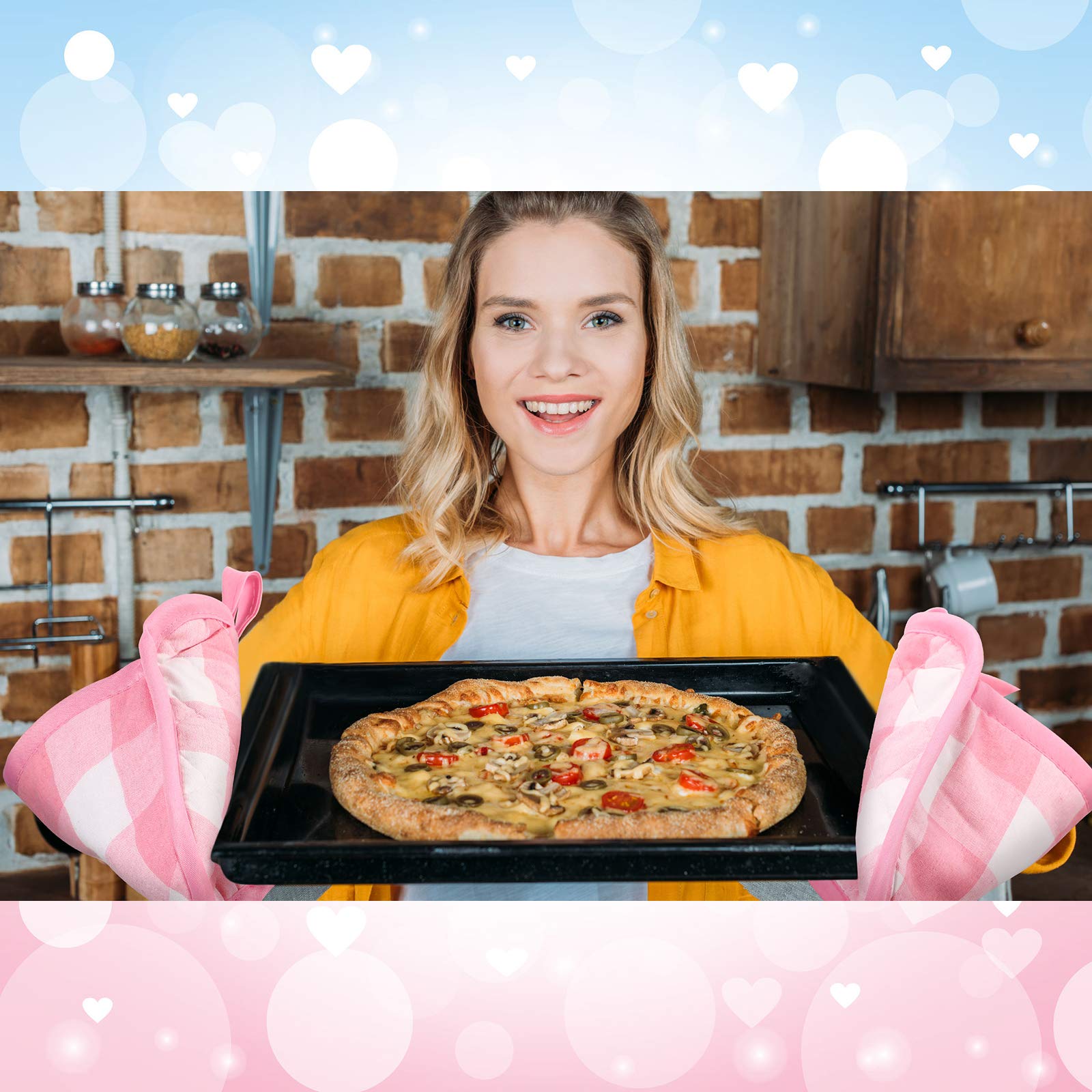Juego de 6 soportes para ollas para el día de San Valentín, juego de guantes de cocina, guantes de cocina, guantes de cocina, guantes de cocina, guantes de mano, resistentes al calor, soporte 4