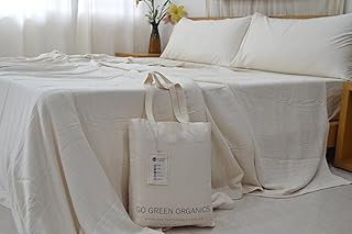 Muslin Throw Family Blanket, 4 Layer Organic Cotton, Soft, Lightweight, Sustainable Production, Modern Minimalist (Ivory, Twin)