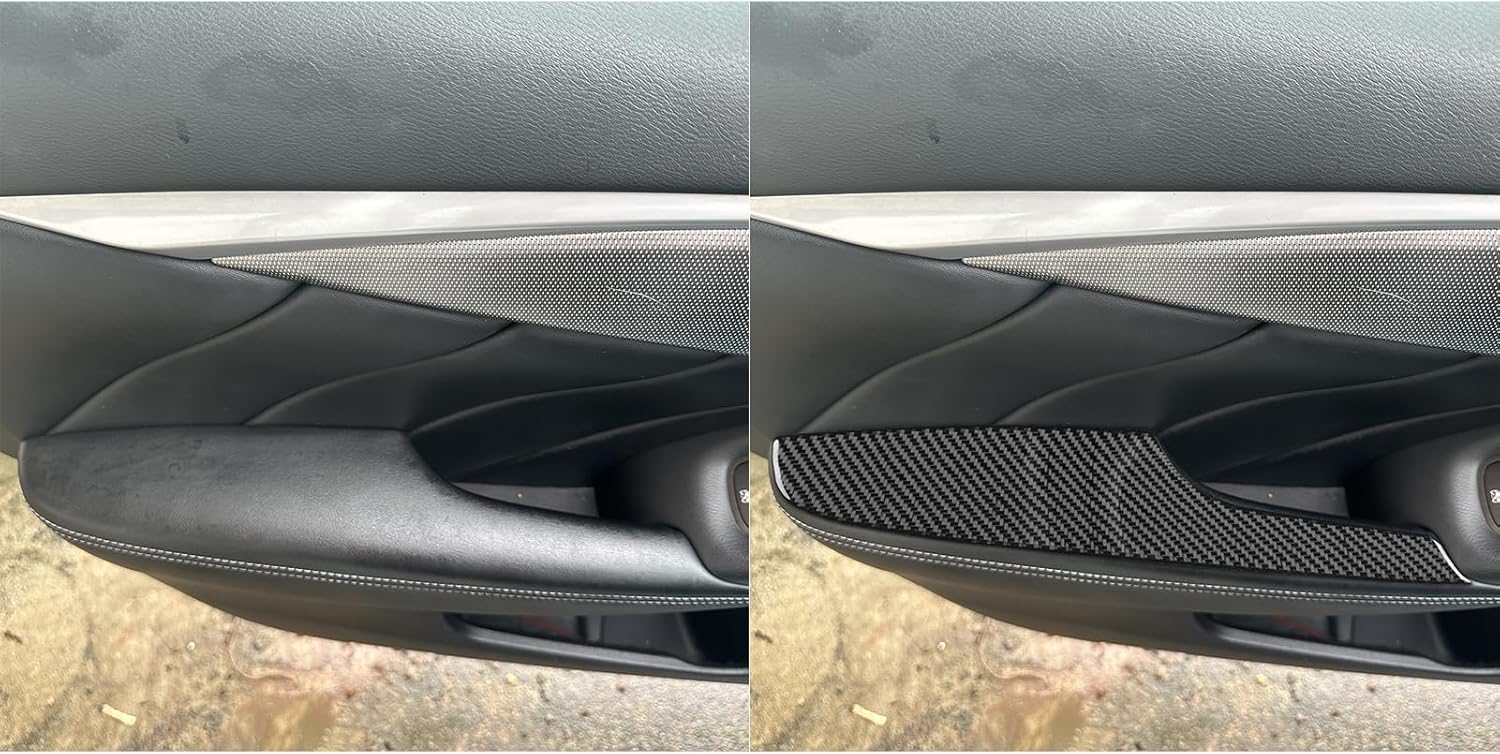 2PCS Car Door Armrest Panel Cover Trim Carbon Fiber Soft Sticker Compatible with Infiniti Q50 2014-2020 2015 2016 2017 2018 2019 Interior Accessories Black.