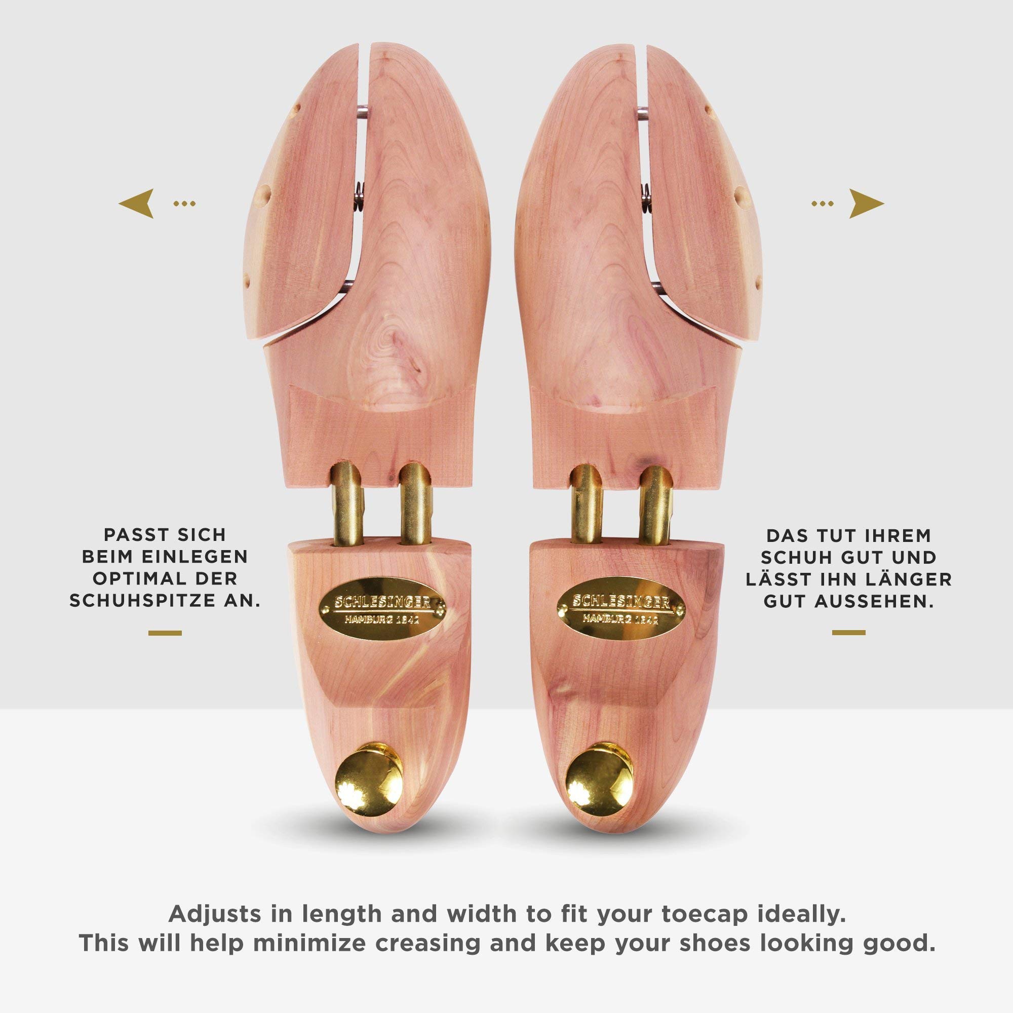 Schlesinger – 4 Paar Premium Herren Schuhspanner aus edlem Zedernholz für eine optimale Schuhpflege. Modell Kaiser. Größe 35 – 52 in Silber oder Gold.…