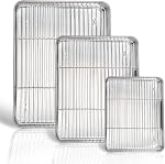 P&P CHEF Baking Sheet and Rack Set, 8 Pack (4 Sheets + 4 Racks), Stainless Steel Baking Pans Cookie Sheets with Cooling Rack, Healthy & Mirror Finish,Oven & Dishwasher Safe