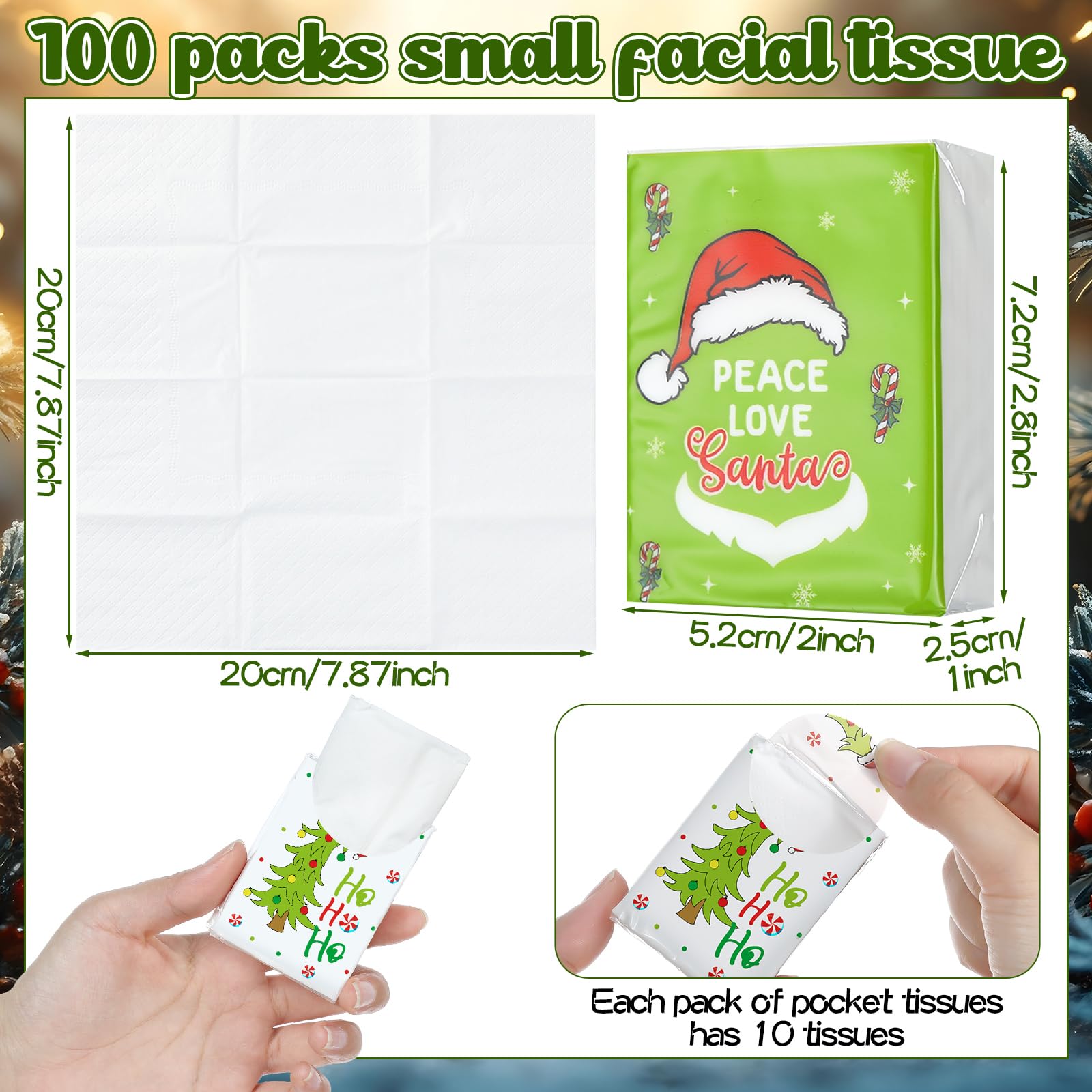 Fourluoo Confezione da 100 fazzoletti tascabili, confezione singola, 3 veli, mini fazzoletti per il viso, formato da viaggio, per estate, autunno, Natale, feste di nozze (stile romanzo)