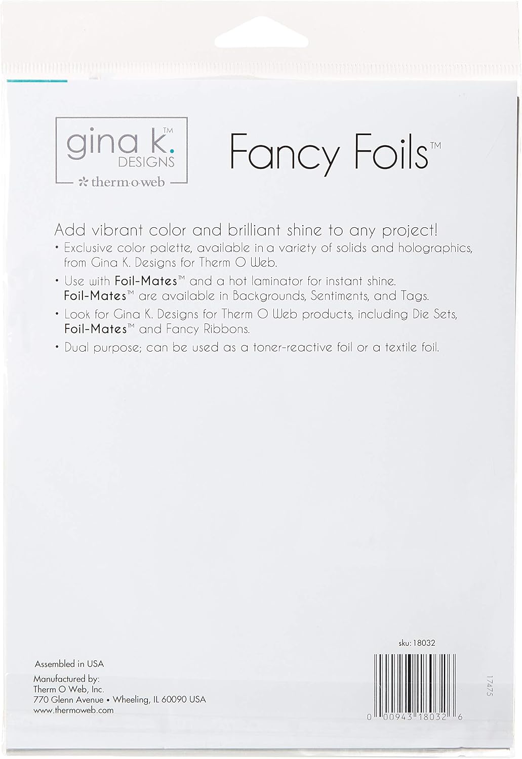 Gina K. Designs for Therm O Web Fancy Foils, 6" x 8" Sheets, Grass Green 12 Count