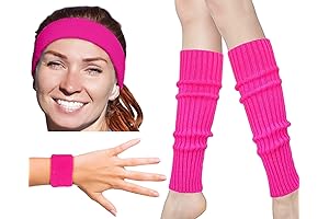 80s Workout Costume Set: Leg Warmers and Headband for Women