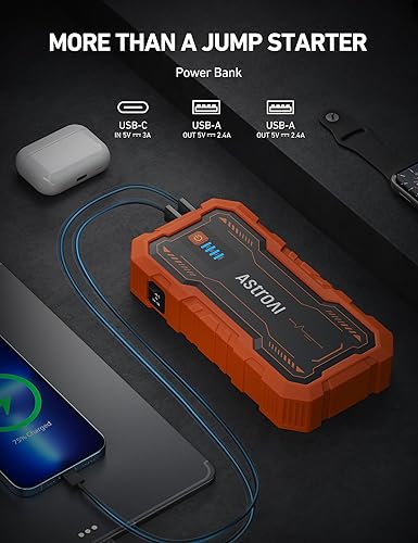 Miniatura 5 de AstroAI S8 Pro - Arrancador de batería de automóvil, batería de arranque de pico de 3000 A para motores de gasolina de hasta 9.0 L y 7.0 L, caja de