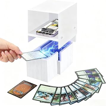 Upgraded Trading Cards Scanner, Wooden MTG Card Scanner Stand, TCG Card Slinger with Sunhood, for Sleeved and Unsleeved Cards, Compatible with ManaBox App, for Quick Scans and Price Checks