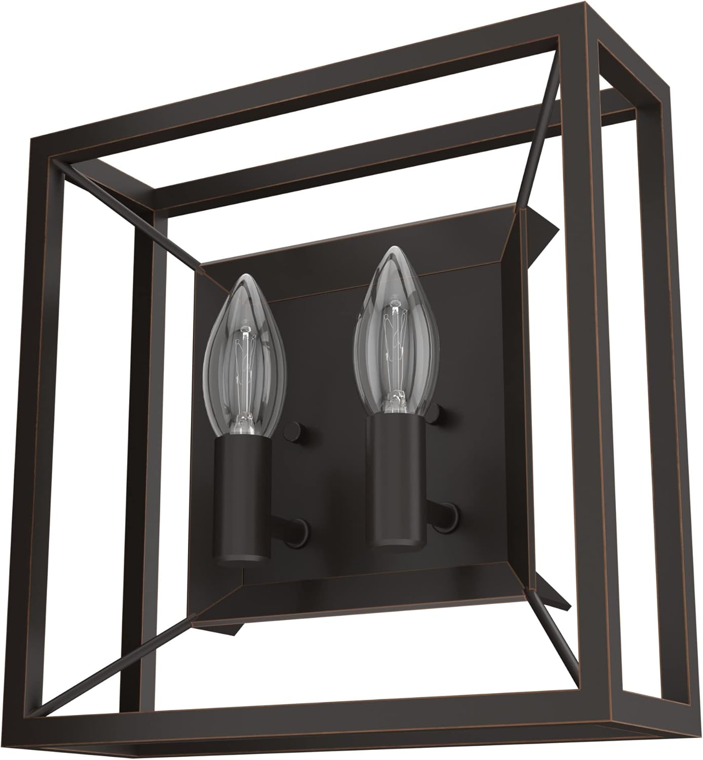 Hunter - Doherty 2-light Onyx Bengal, Medium Size Sconce Light, Dimmable, Casual Style, Square Shaped, for Bedrooms, Kitchens, Foyers, Bathrooms - 19403