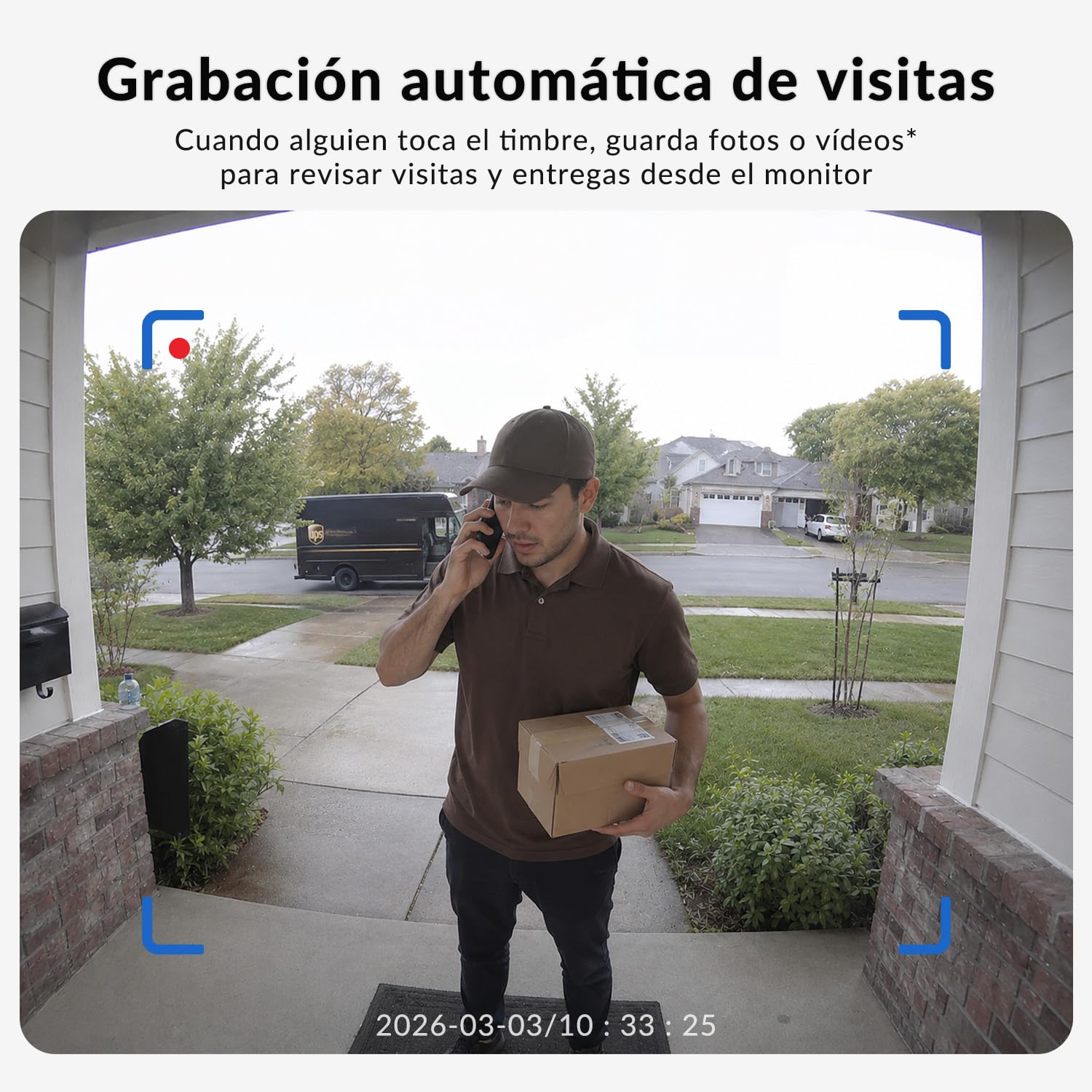 Timbre Inalámbrico con Cámara Exterior Impermeable, Videoportero Inalambrico con Pantalla de 4,5", Angular de 120°, Visión Nocturna y Audio Bidireccional, Batería de Larga Duración, No Requiere WiFi